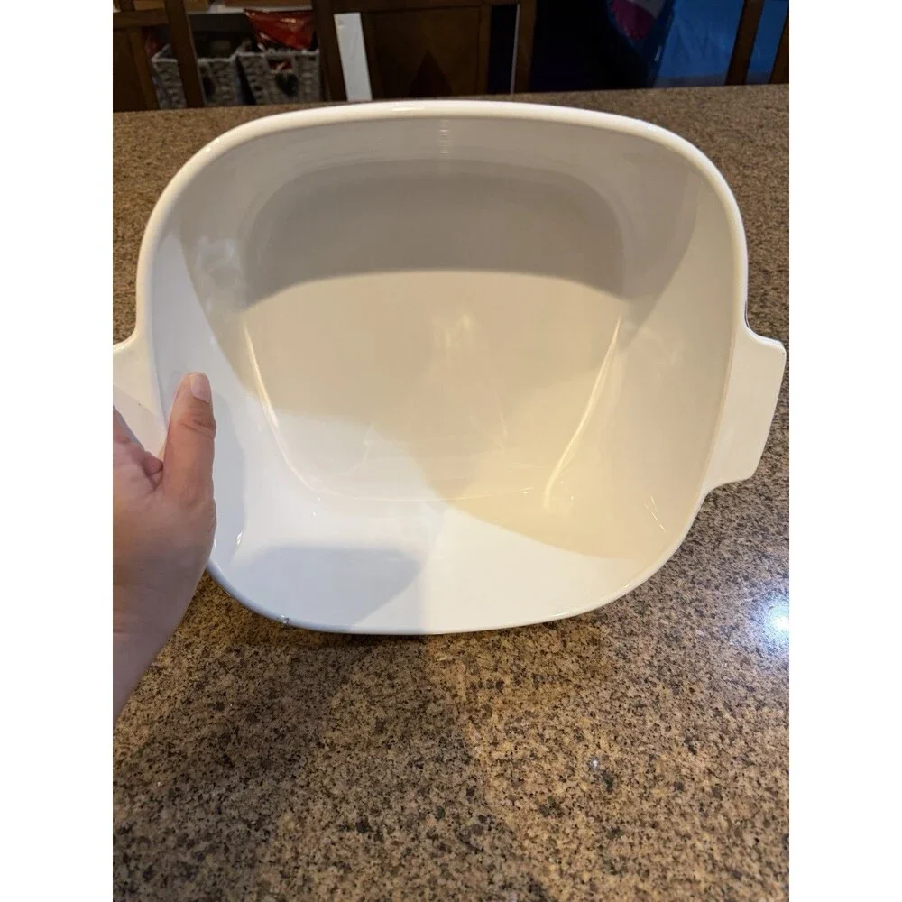 CorningWare 4Qt Square Floral Casserole Dish w/ Glass Lid White/Blue Cottagecore